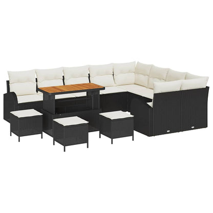 Set Divano da Giardino con cuscino 13 pcs Nero e Crema | homemem39