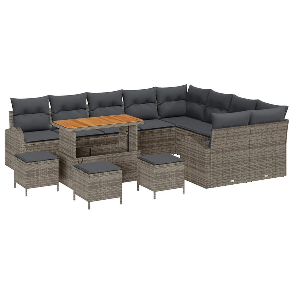 Set Divano da Giardino con cuscino 13 pcs Grigio | homemem39