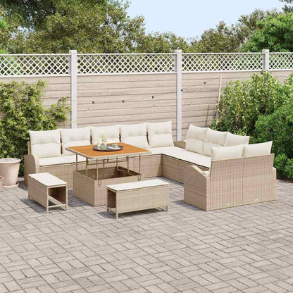 Set Divano da Giardino con cuscino 13 pcs Beige e Crema | homemem39