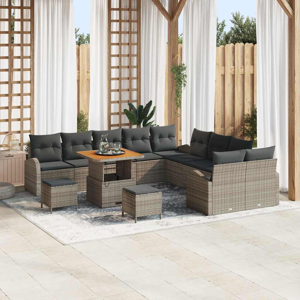 Set Divano da Giardino con cuscino 13 pcs Grigio | homemem39