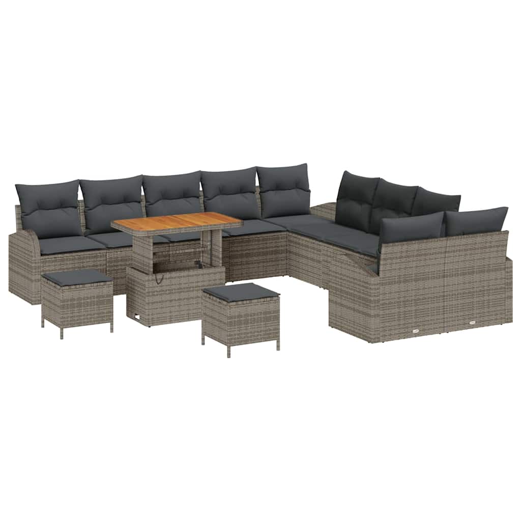Set Divano da Giardino con cuscino 13 pcs Grigio | homemem39