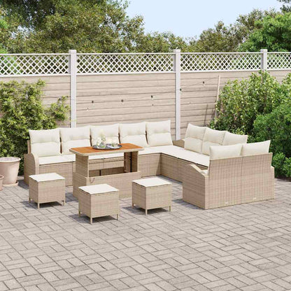 Set Divano da Giardino 14 pcs Beige e Crema 110 x 55 x 71 cm