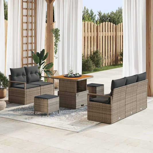 Set Divano da Giardino con cuscino 8 pcs Grigio