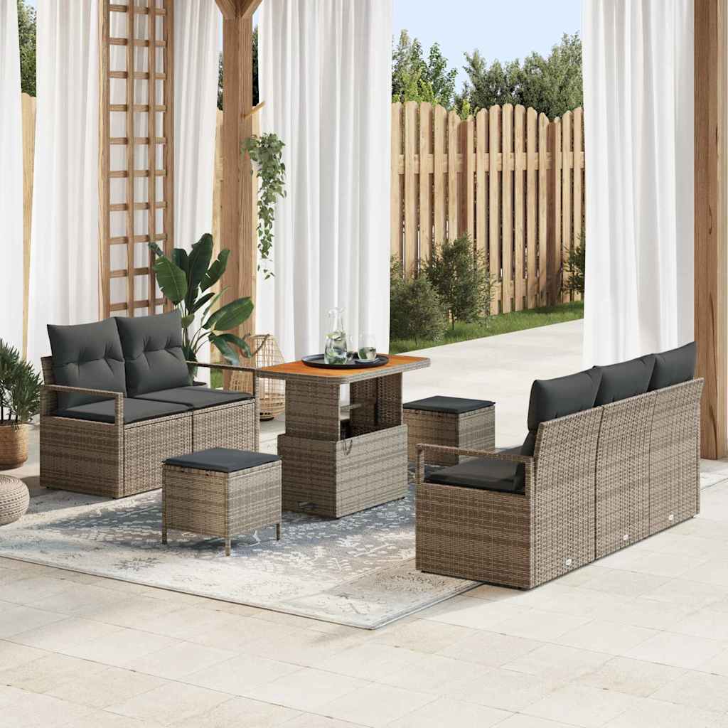Set Divano da Giardino con cuscino 8 pcs Grigio | homemem39