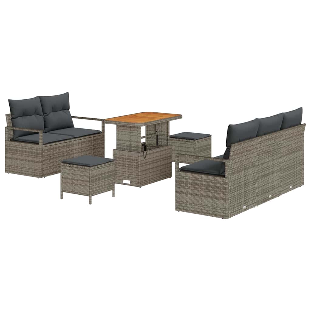 Set Divano da Giardino con cuscino 8 pcs Grigio | homemem39
