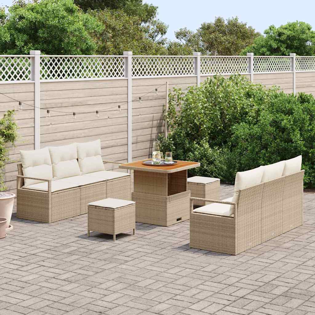 Set Divano da Giardino 9 pcs Beige Poly Rattan - homemem39