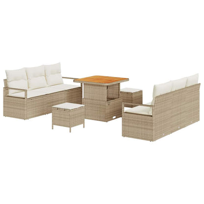 Set Divano da Giardino 9 pcs Beige Poly Rattan - homemem39