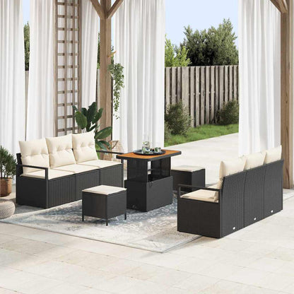 Set Divano da Giardino con archiviazione 9 pcs Nero Poly Rattan - homemem39