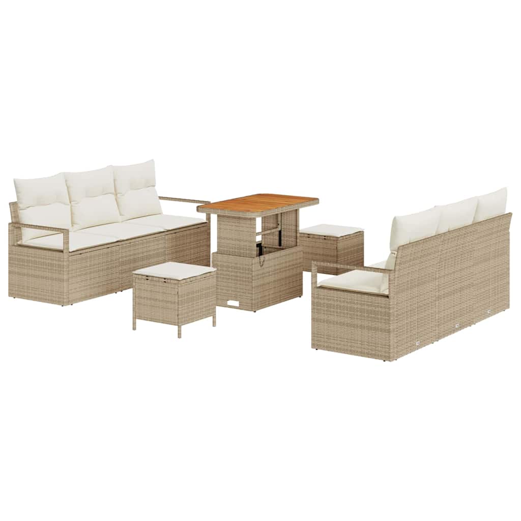 Set Divano da Giardino 9 pcs Beige Poly Rattan - homemem39
