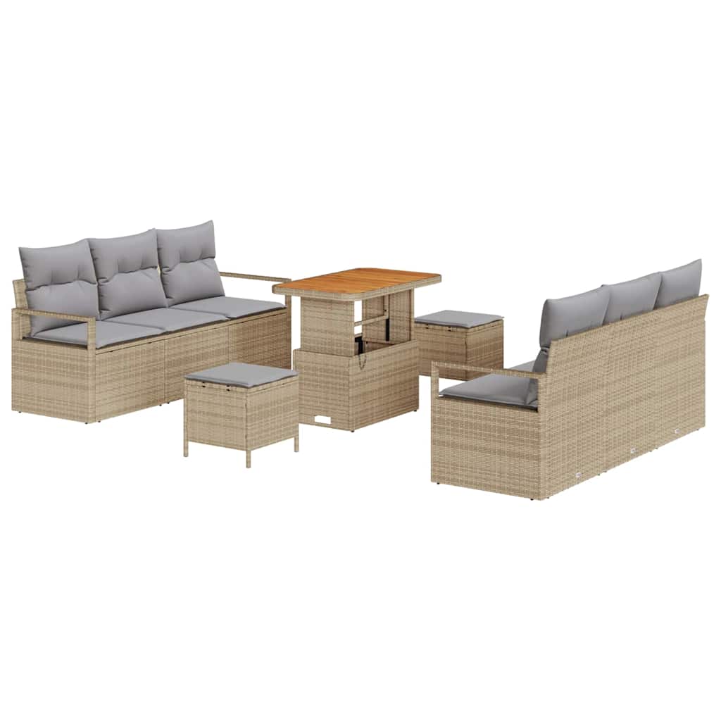 Set Divano da Giardino 9 pcs Beige Poly Rattan - homemem39