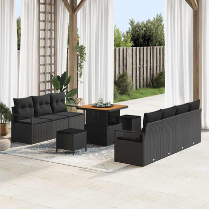 Set Divano da Giardino con cuscino 10 pcs Nero | homemem39