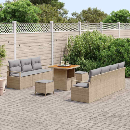 Set Divano da Giardino con cuscino 10 pcs Beige e Grigio Chiaro