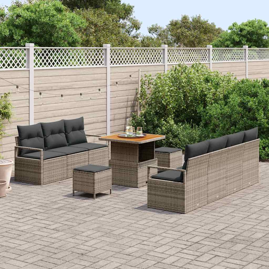 Set Divano da Giardino con cuscino 10 pcs Grigio | homemem39