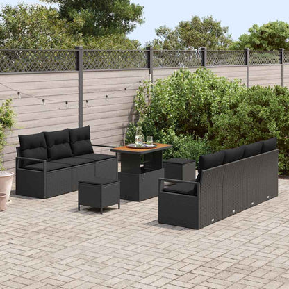 Set Divano da Giardino con cuscino 10 pcs Nero