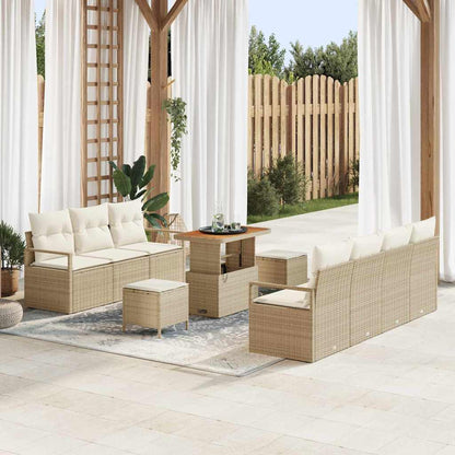 Set Divano da Giardino 10 pz 9-Numero di posti Beige e Crema