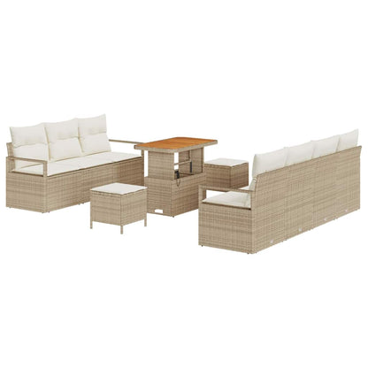 Set Divano da Giardino 10 pz 9-Numero di posti Beige e Crema