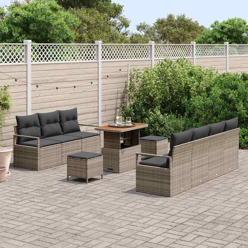 Set Divano da Giardino con cuscino 10 pcs Grigio