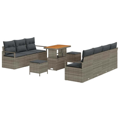 Set Divano da Giardino con cuscino 10 pcs Grigio | homemem39