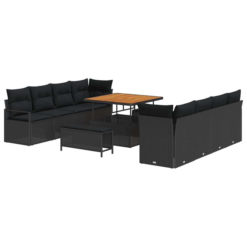 Set Divano da Giardino con cuscino Nero 100 x 100 x 71 cm | homemem39
