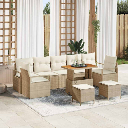 Set Divano da Giardino con cuscino 10 pcs Beige e Crema | homemem39
