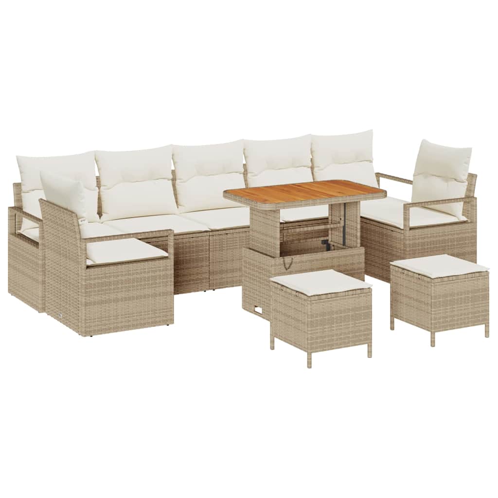 Set Divano da Giardino con cuscino 10 pcs Beige e Crema | homemem39
