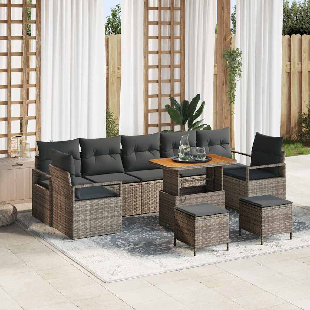 Set Divano da Giardino con cuscino con cuscino 10 pcs Grigio | homemem39