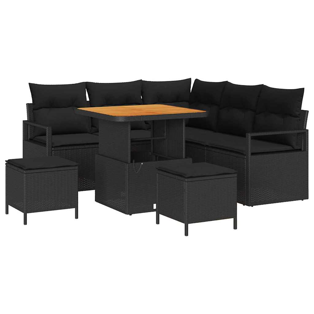Set Divano da Giardino con cuscino con archiviazione 8 pcs Nero | homemem39