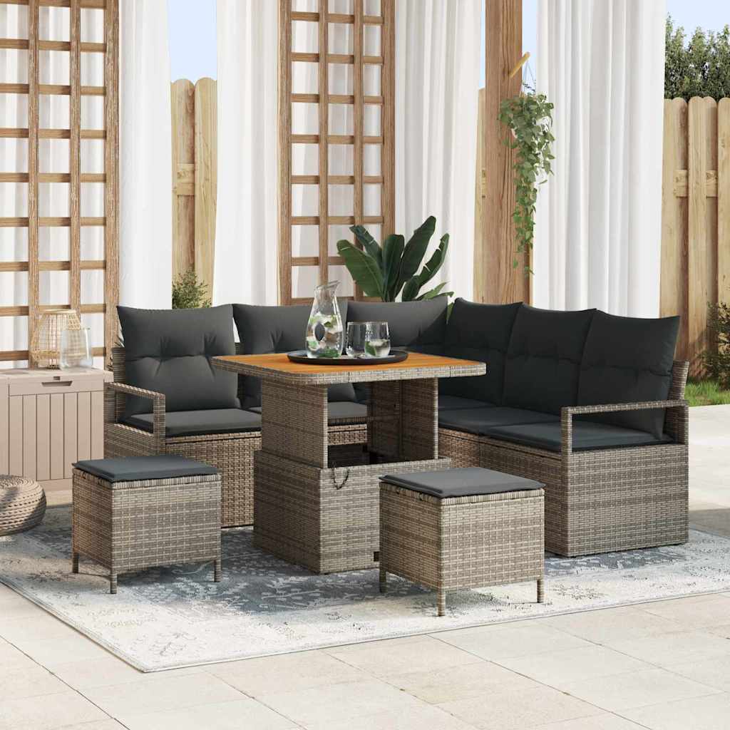 Set Divano da Giardino con cuscino 8 pcs Grigio | homemem39
