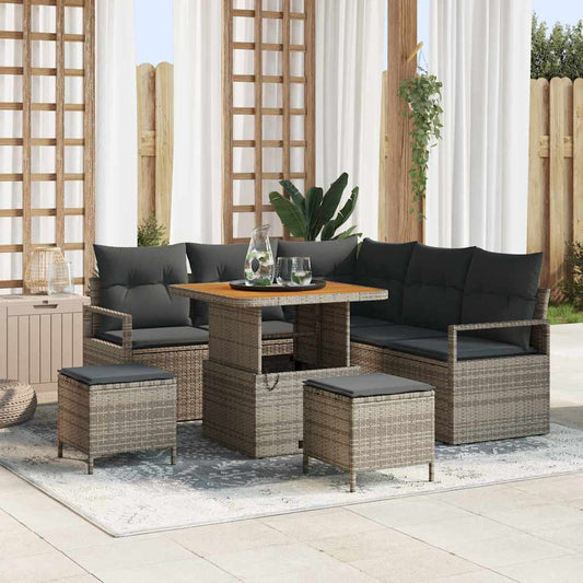 Set Divano da Giardino 8 pz 7-Numero di posti Grigio