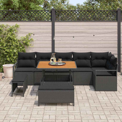 Set Divano da Giardino con cuscino con archiviazione 9 pcs Nero | homemem39