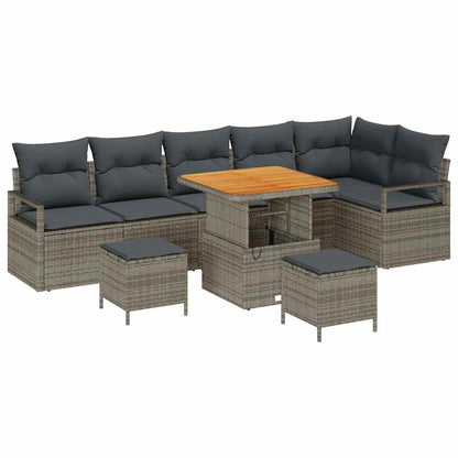 Set Divano da Giardino con cuscino 9 pcs Grigio | homemem39