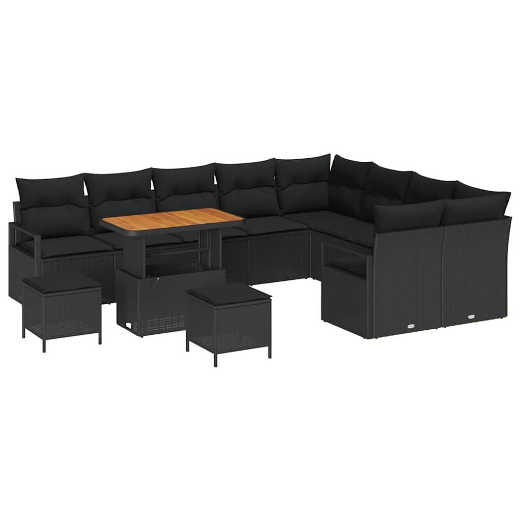 Set Divano da Giardino con cuscino 12 pcs Nero | homemem39