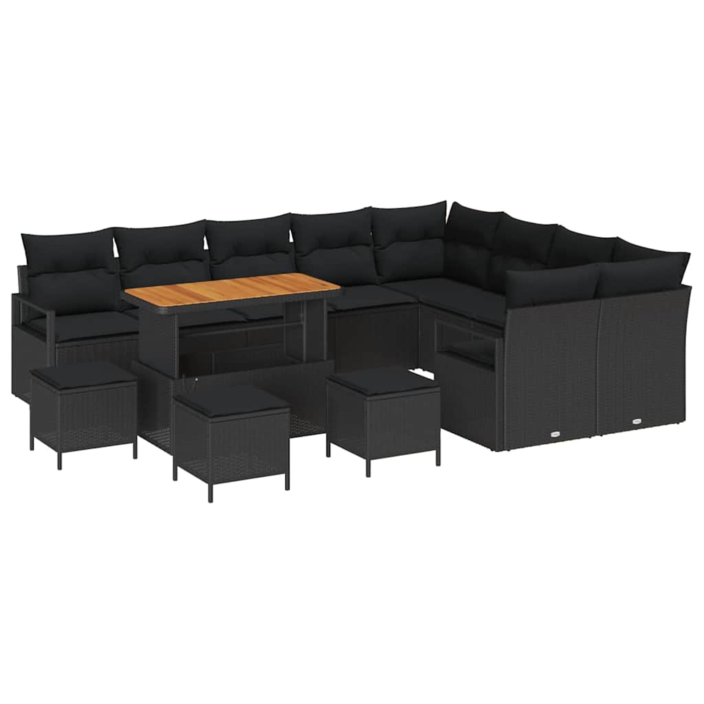 Set Divano da Giardino con cuscino 13 pcs Nero | homemem39