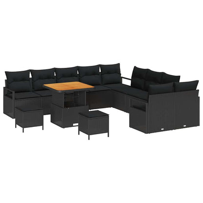 Set Divano da Giardino con cuscino 13 pcs Nero 80 x 80 x 71 cm