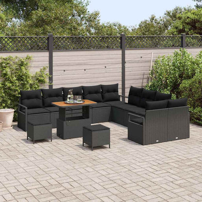 Set Divano da Giardino con cuscino 13 pcs Nero 90 x 55 x 71 cm