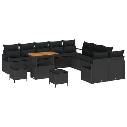 Set Divano da Giardino con cuscino 13 pcs Nero 90 x 55 x 71 cm