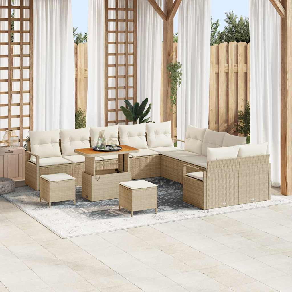 Set Divano da Giardino con cuscino 13 pcs Beige e Crema | homemem39