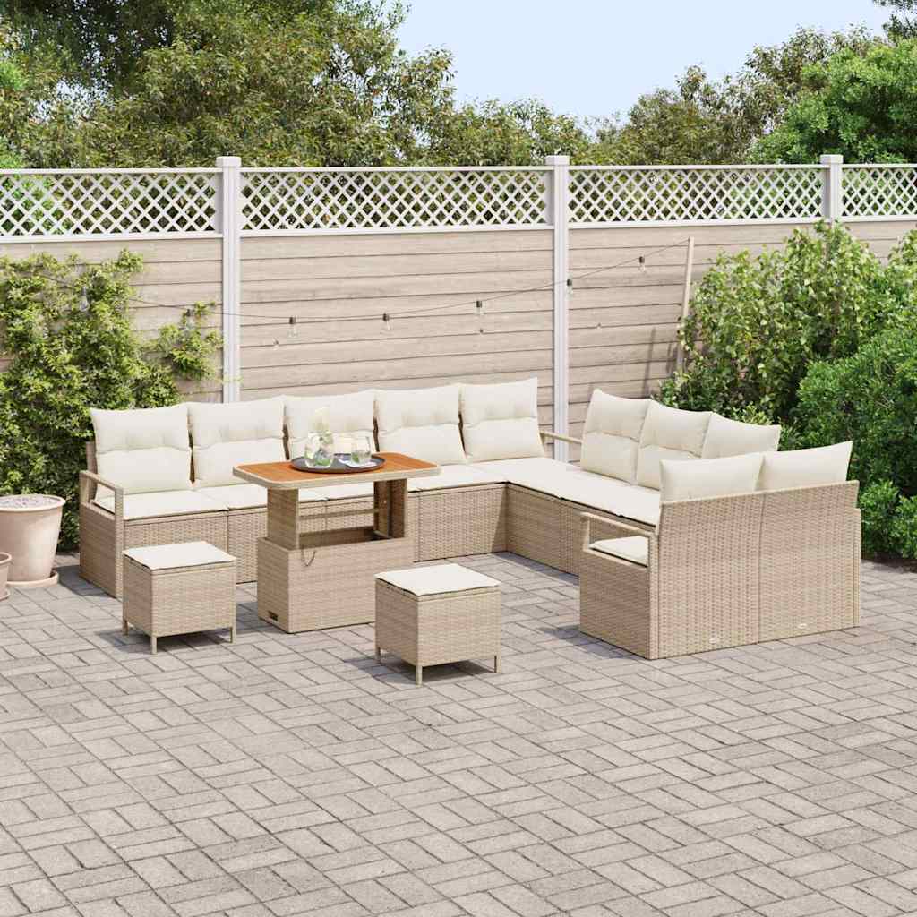 Set Divano da Giardino con cuscino 13 pcs Beige e Crema | homemem39
