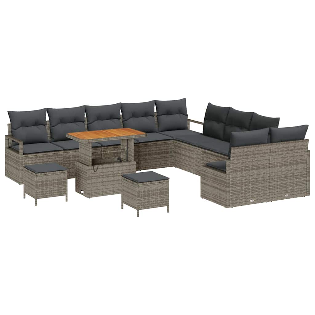 Set Divano da Giardino con cuscino 13 pcs Grigio | homemem39