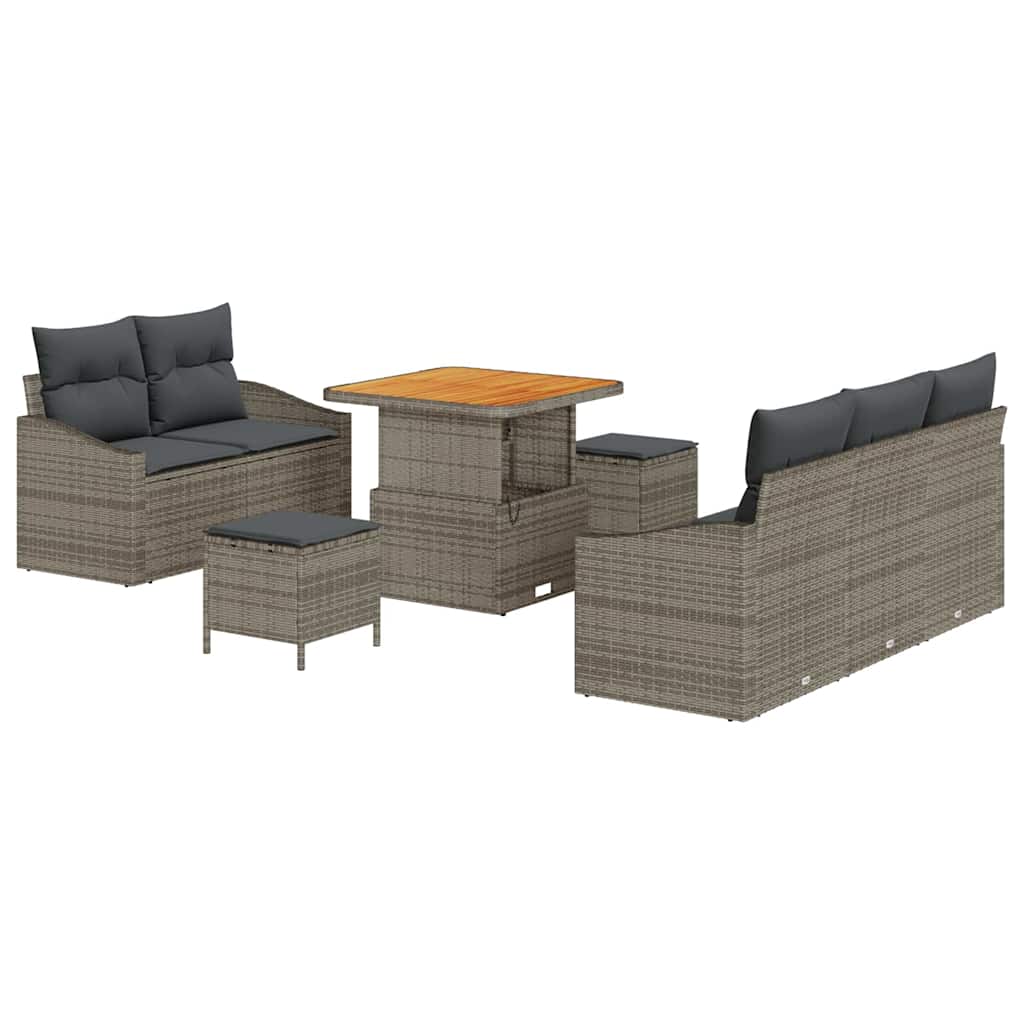 Set Divano da Giardino con cuscino 8 pcs Grigio | homemem39