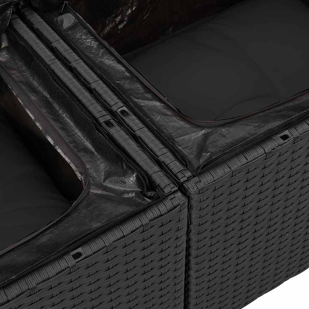 Set Divano da Giardino con cuscino con archiviazione 8 pcs Nero | homemem39