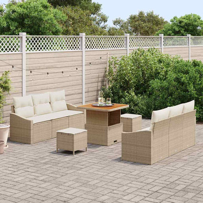 Set Divano da Giardino 9 pcs Beige e Crema 80 x 80 x 71 cm