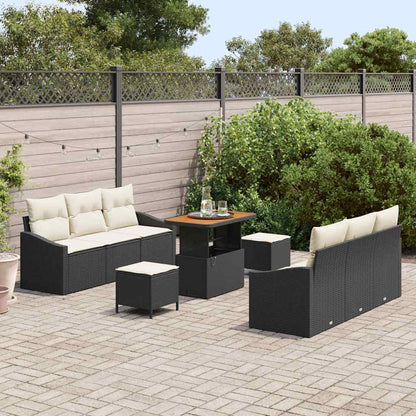 Set Divano da Giardino con cuscino 9 pcs Nero e Crema | homemem39