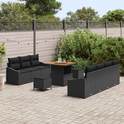 Set Divano da Giardino con cuscino 10 pcs Nero | homemem39