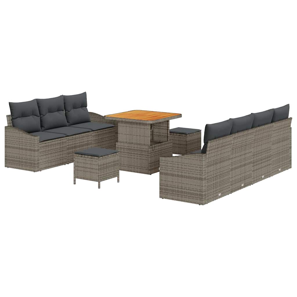 Set Divano da Giardino con cuscino 10 pcs Grigio | homemem39