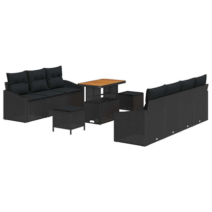 Set Divano da Giardino con cuscino 10 pcs Nero | homemem39