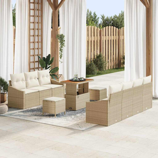 Set Divano da Giardino 10 pcs Beige e Crema 90 x 55 x 71 cm