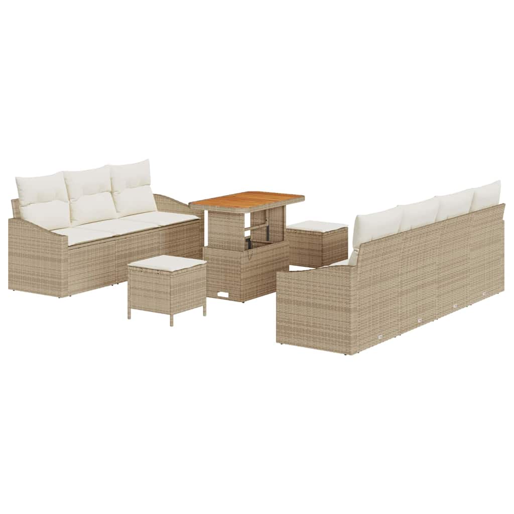 Set Divano da Giardino 10 pcs Beige e Crema 90 x 55 x 71 cm