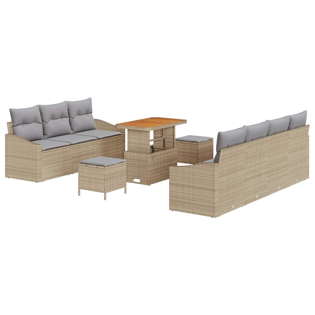 Set Divano da Giardino con cuscino 10 pcs Beige e Grigio Chiaro