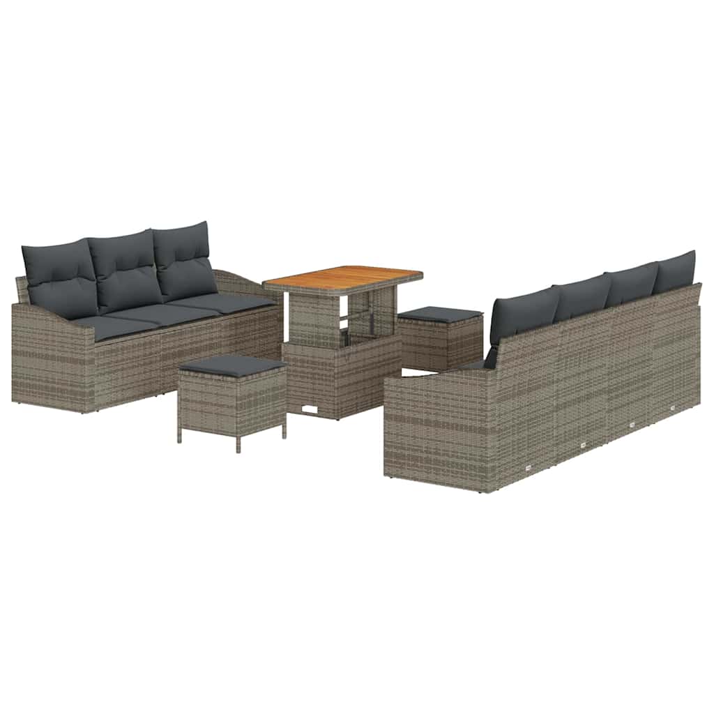 Set Divano da Giardino con cuscino con cuscino 10 pcs Grigio | homemem39